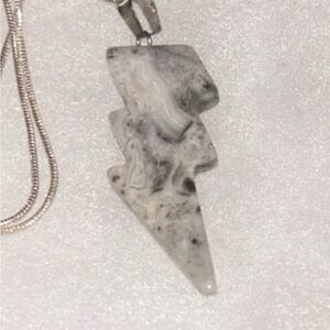 Natural Magnesite Lightning Bolt Sterling Silver 24” Necklace